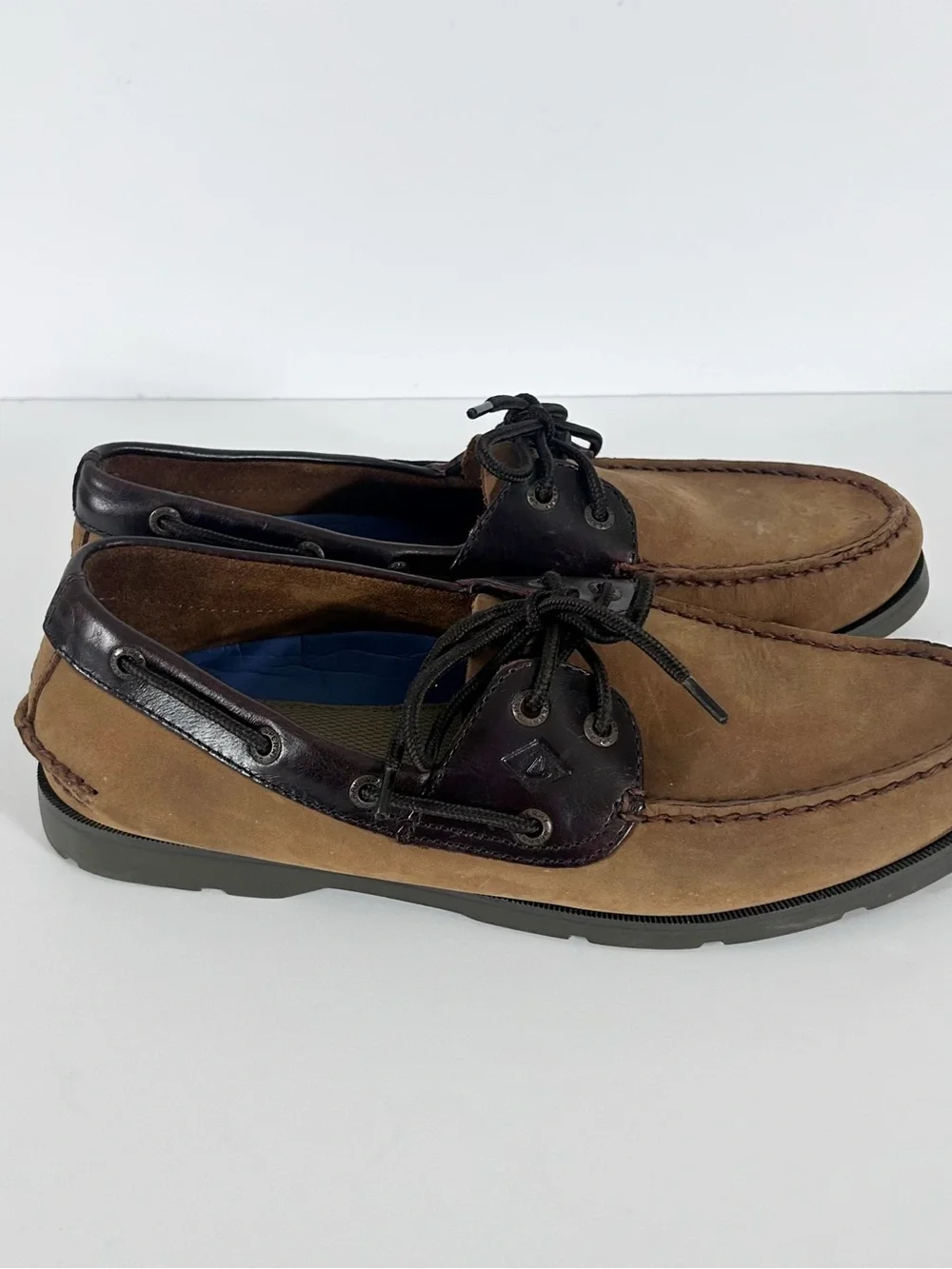 Sperry Top-Sider Mens 9.5 Boat Shoes Brown Leather Nubuck Deck Shoes 0777896